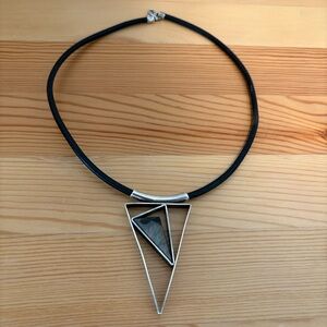 Vintage Sterling Silver Triangle Necklace